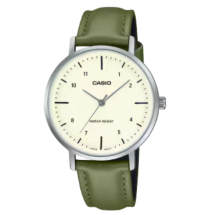 Casio General LTP-VT03L-3B Green Leather Band Women Watch